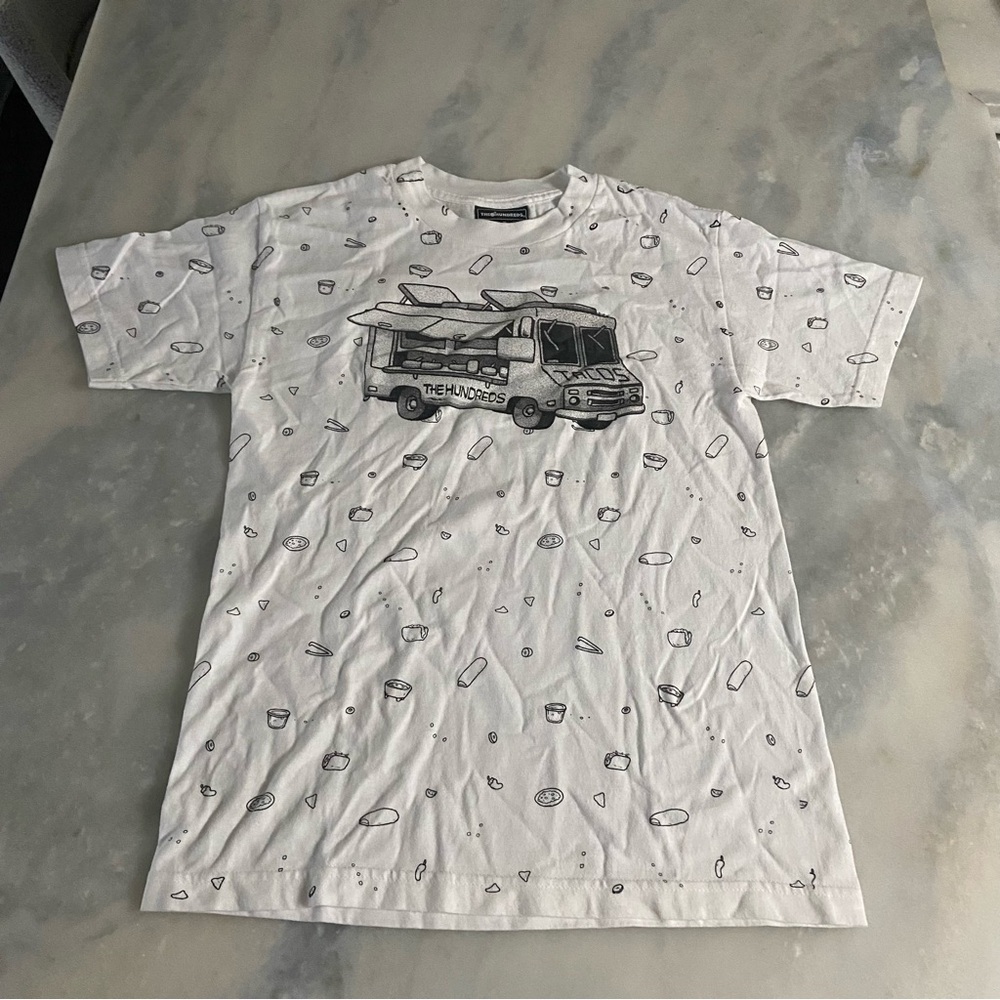 The Hundreds T Shirt White Taco Truck Graphic Short Sleeve Size Sm